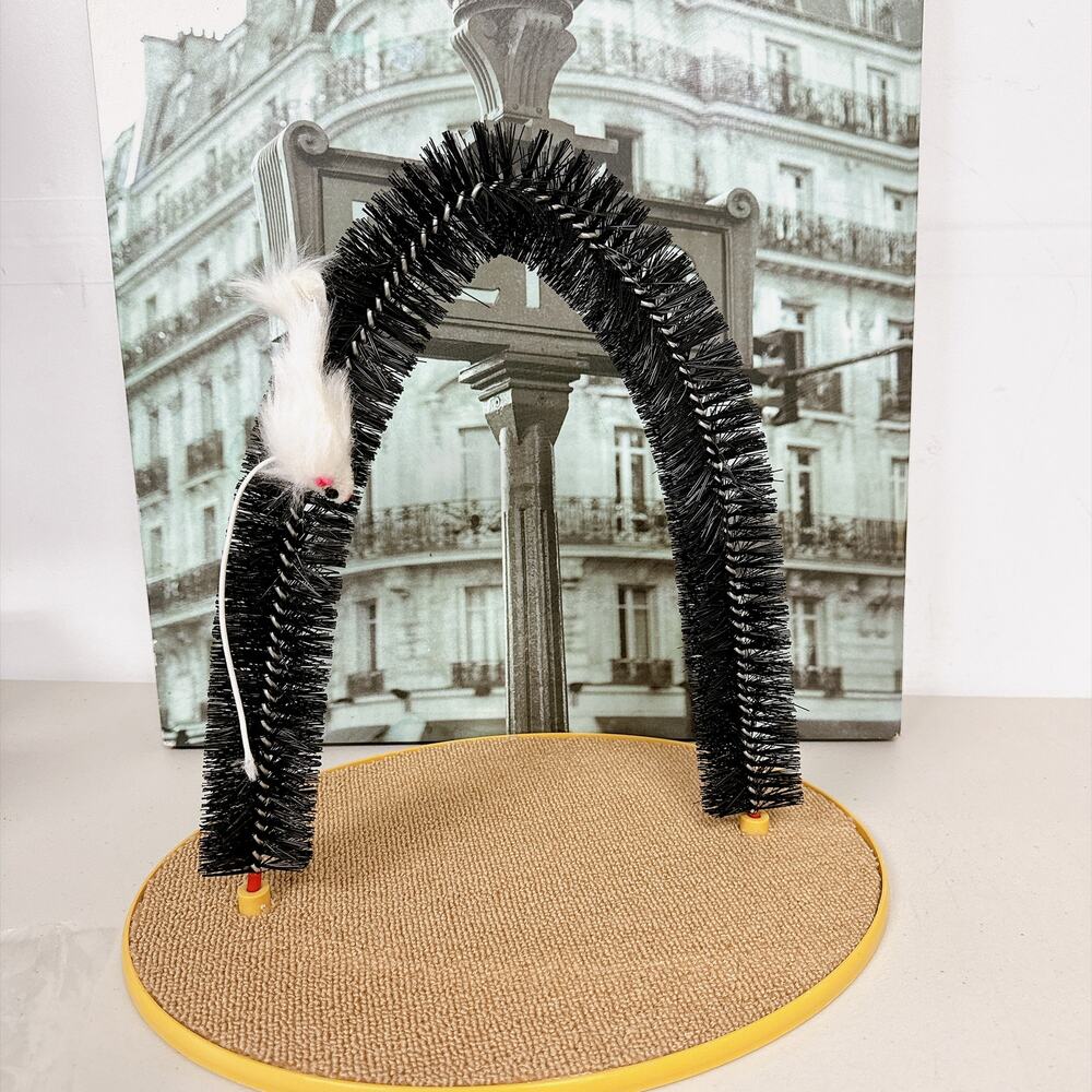 Cat Arch Self‑Groomer Scratcher Toy, Hanging Mouse Teaser Pet Scratching Pad